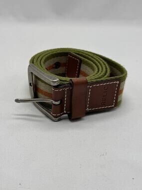 Relic Web BELT Canvas & LEATHER Tri-color Orange Khaki Green 47” Long